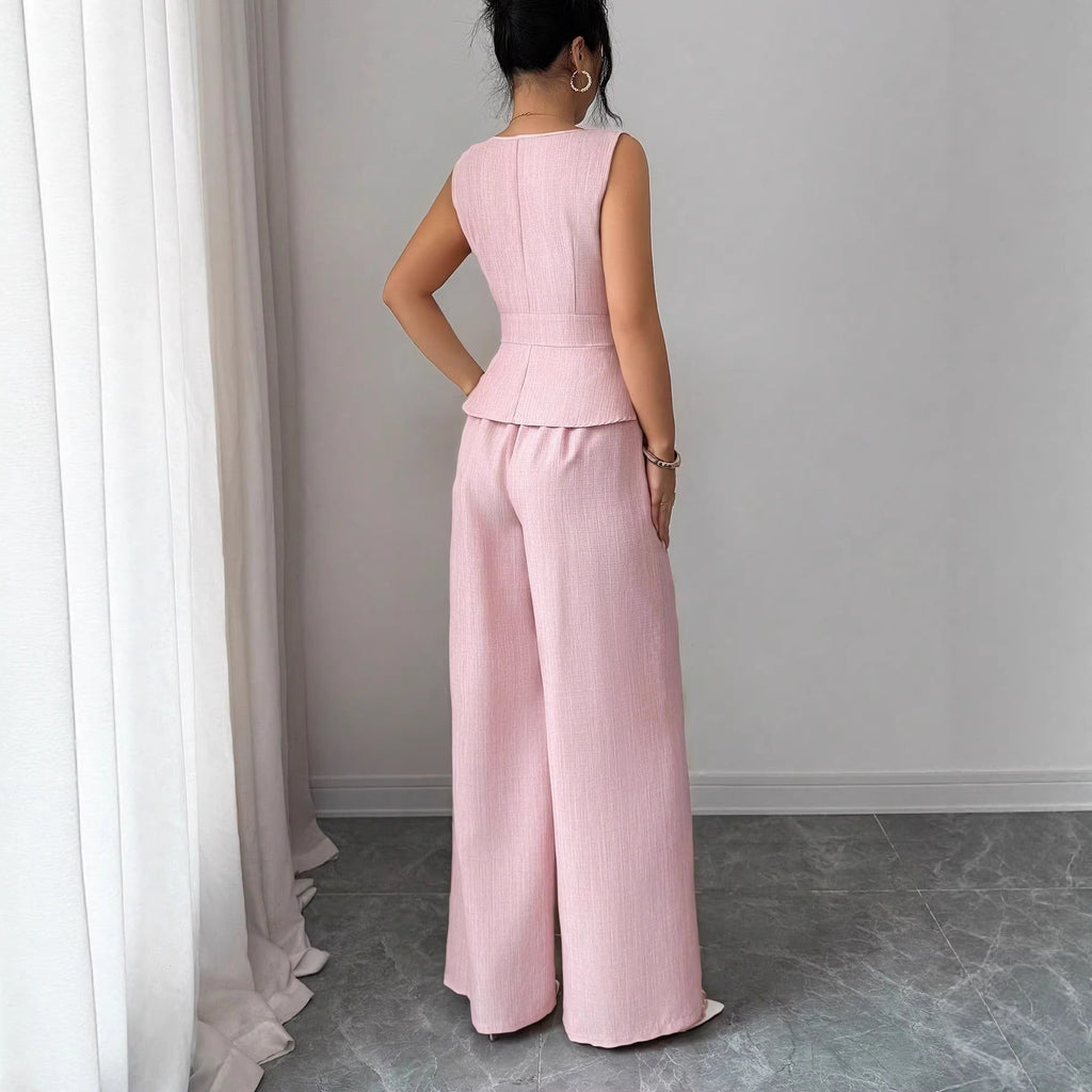 Two piece set of slim fit sleeveless top and pants