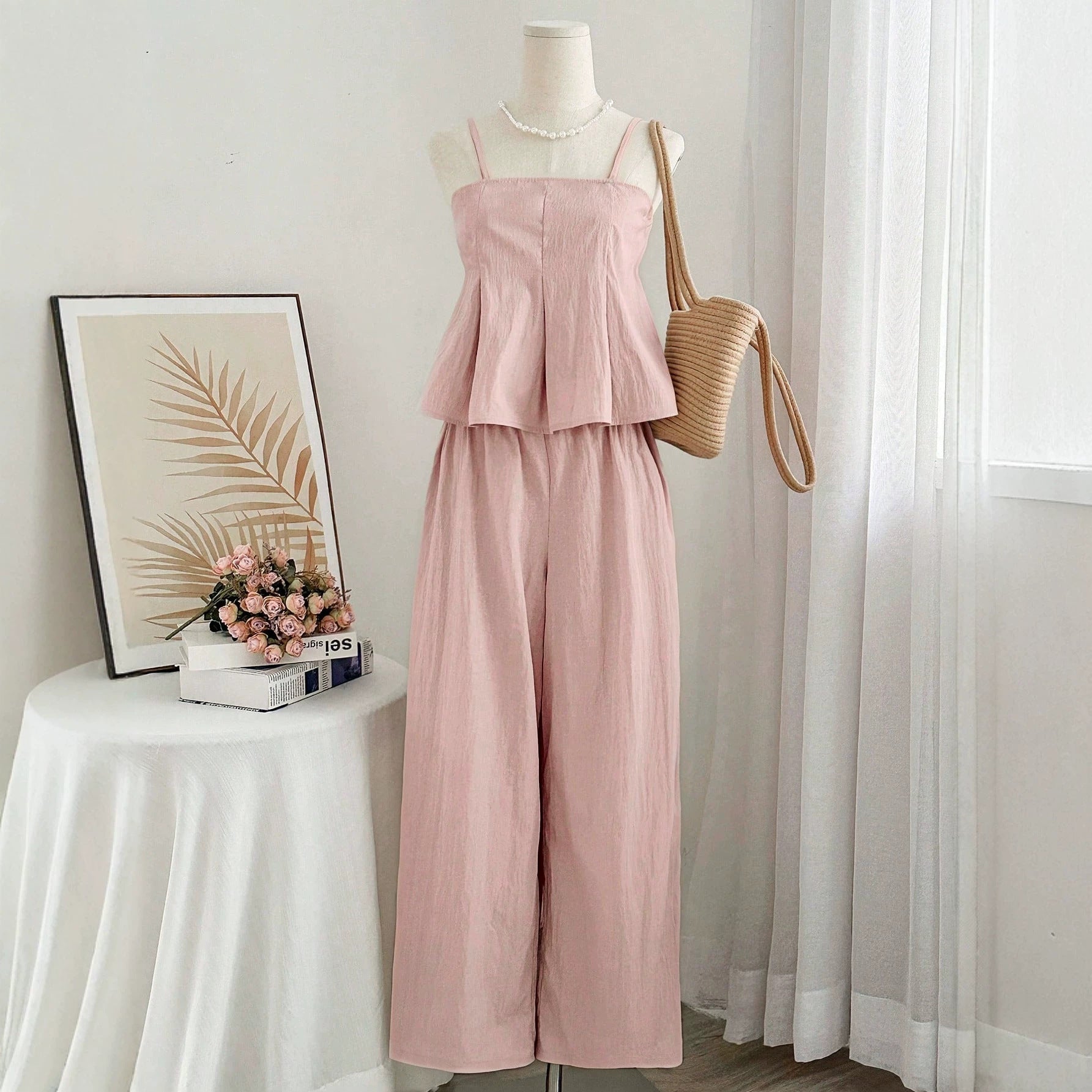 Sleeveless long pants set