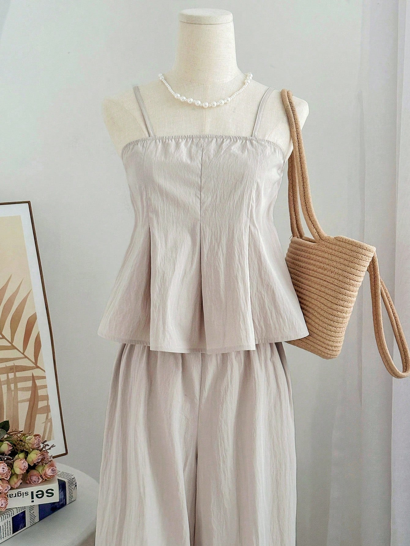 Sleeveless long pants set