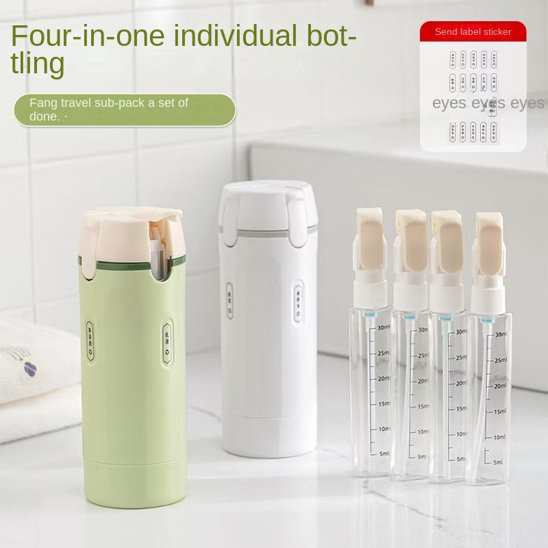 Four-in-One Travel Bottles Portable Toiletry Cosmetics Shampoo and Shower Gel Refill Bottles Travel Storage Bottle