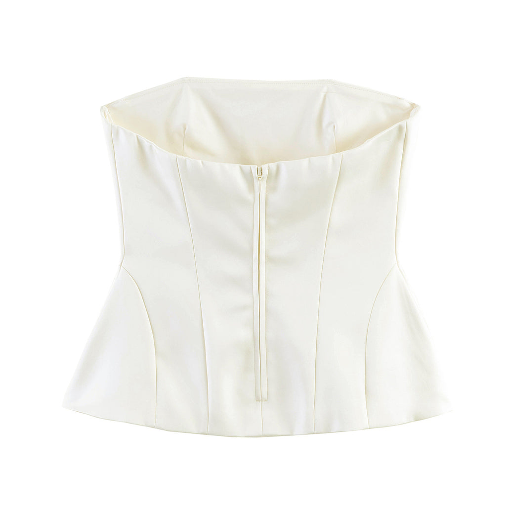 Short skirt strapless top+mini skirt set