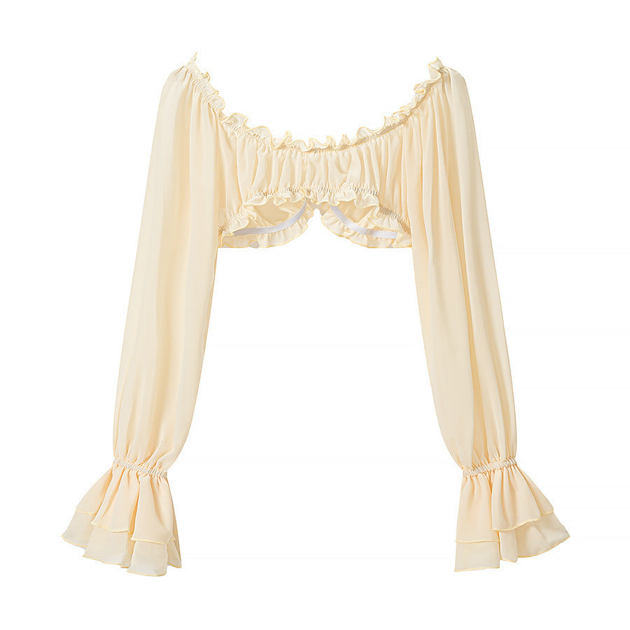 Strapless sexy short top+cake skirt two-piece set
