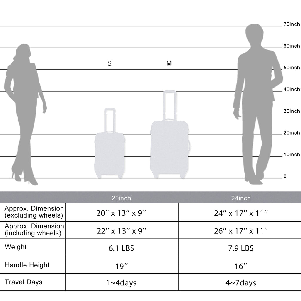 Expanable Spinner Wheel 2 Piece Luggage Set ABS Lightweight Suitcase with TSA Lock 20inch+24inch Purple + Plastic