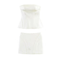 Short skirt strapless top+mini skirt set