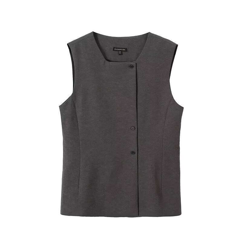 Double breasted vest+buckle loose shorts set