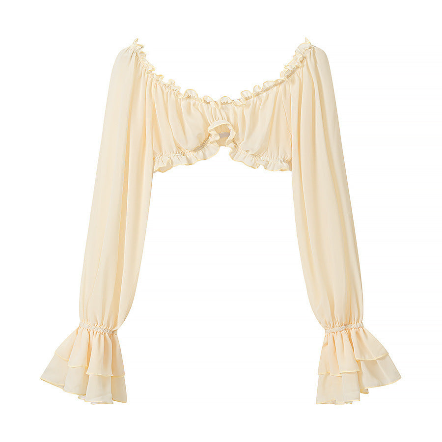 Strapless sexy short top+cake skirt two-piece set