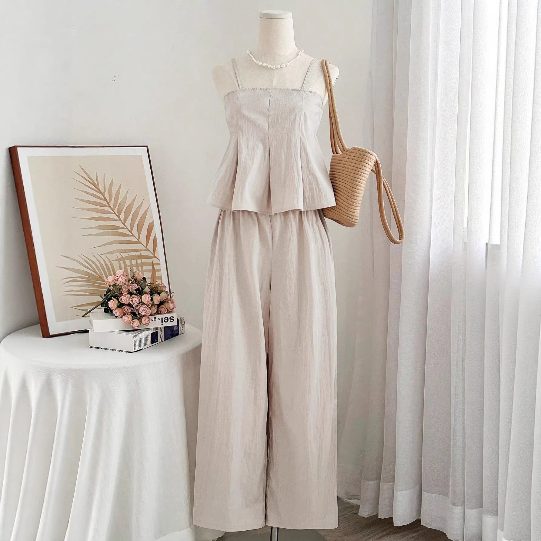 Sleeveless long pants set