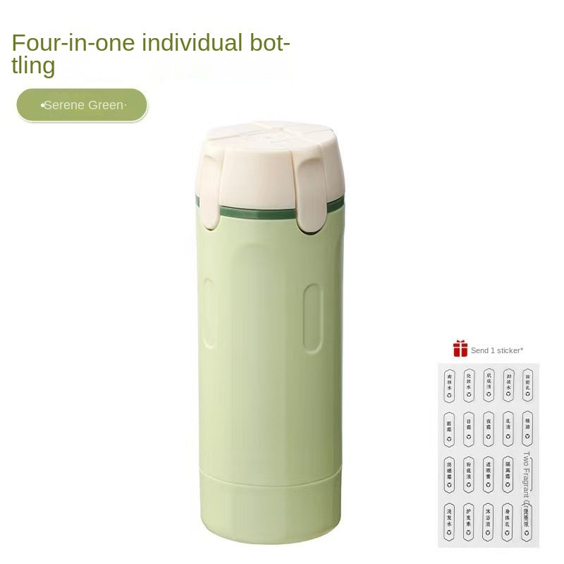 Four-in-One Travel Bottles Portable Toiletry Cosmetics Shampoo and Shower Gel Refill Bottles Travel Storage Bottle