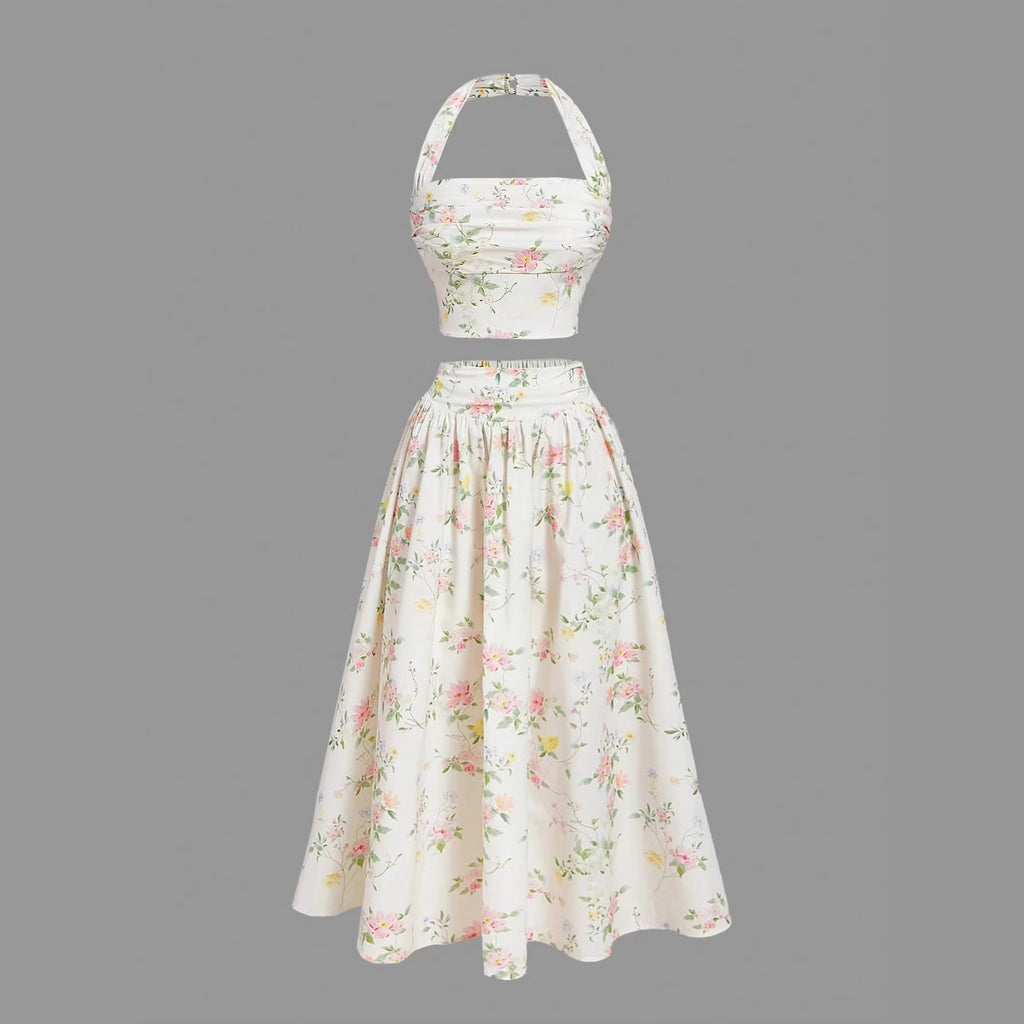 Sleeveless long dress 2-piece set