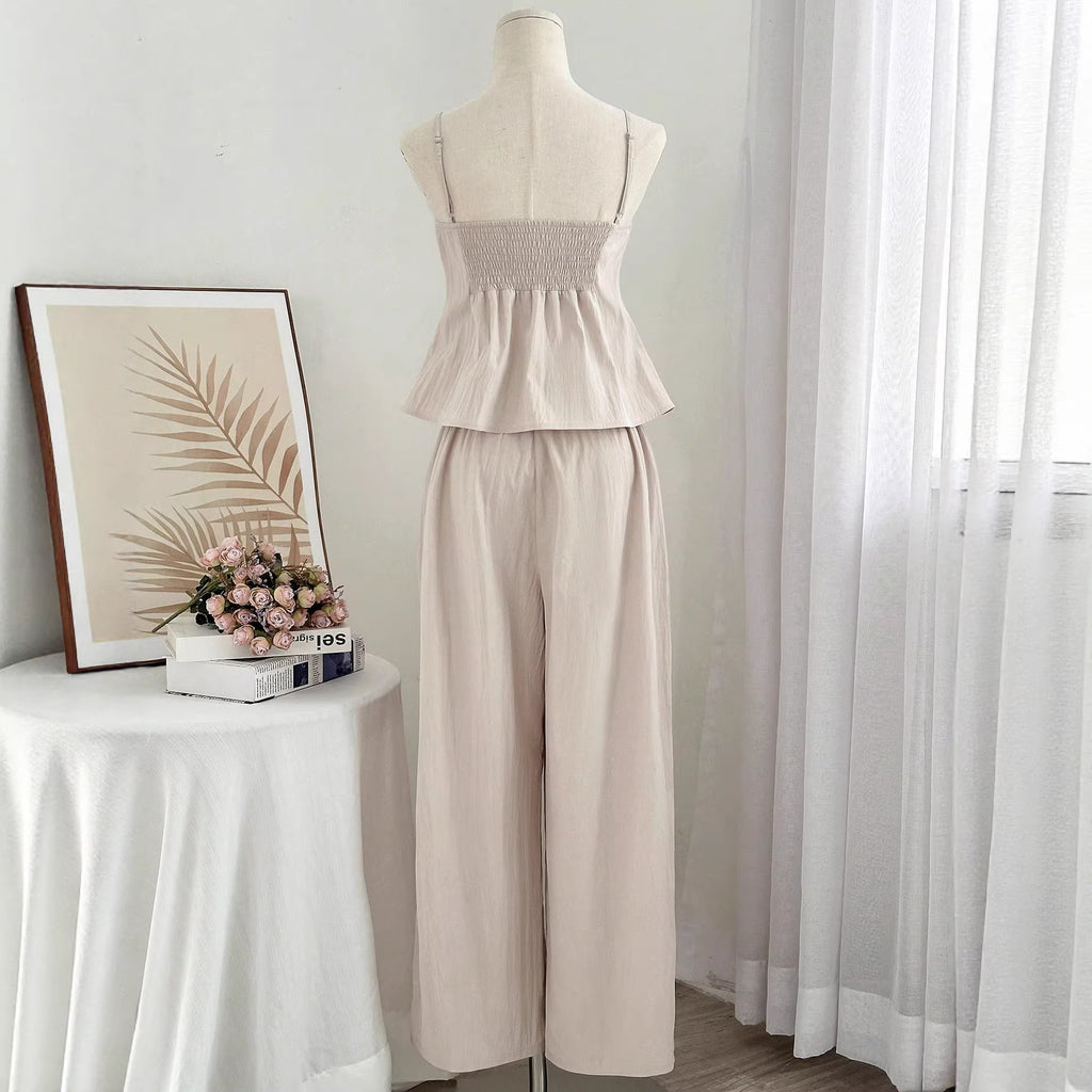 Sleeveless long pants set