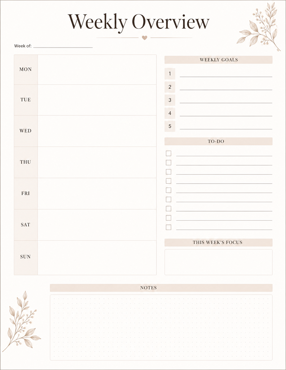 Daily Life Planner Printable