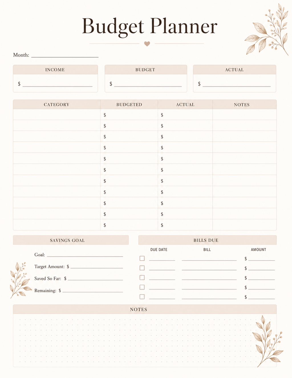 Daily Life Planner Printable