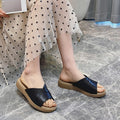 Top Layer Cowhide Womens Casual Flat Bottomed Sandals Summer New Leather Slippers Womens Shoes