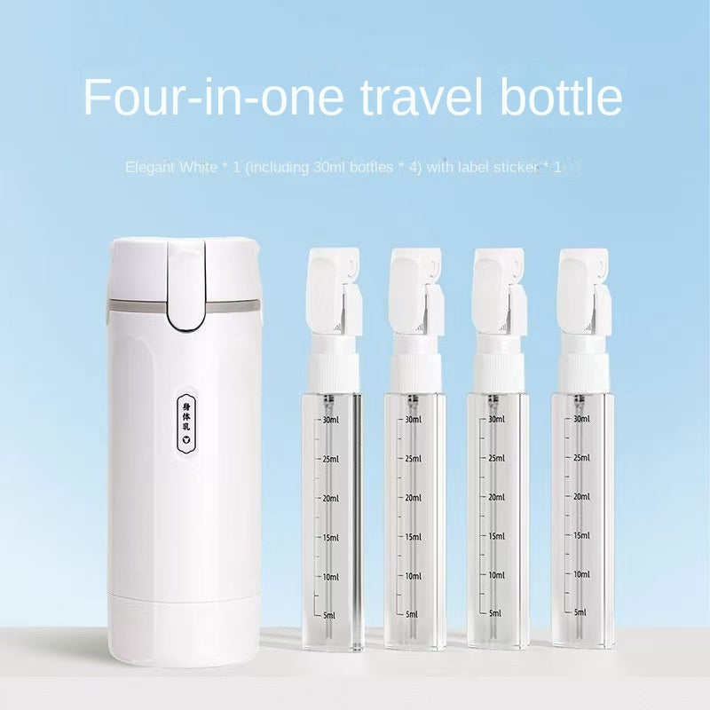 Four-in-One Travel Bottles Portable Toiletry Cosmetics Shampoo and Shower Gel Refill Bottles Travel Storage Bottle
